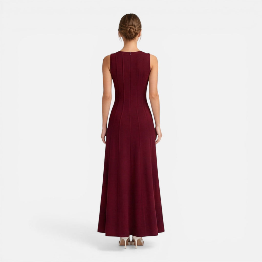Isolde | Pleated Sleeveless Wedding Guest Maxi Dress