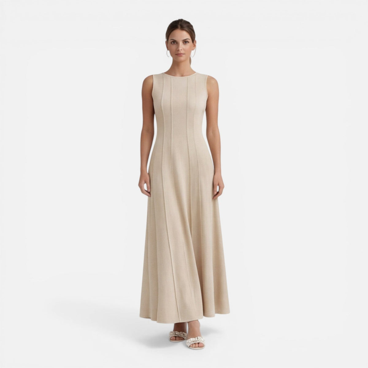 Isolde | Pleated Sleeveless Wedding Guest Maxi Dress