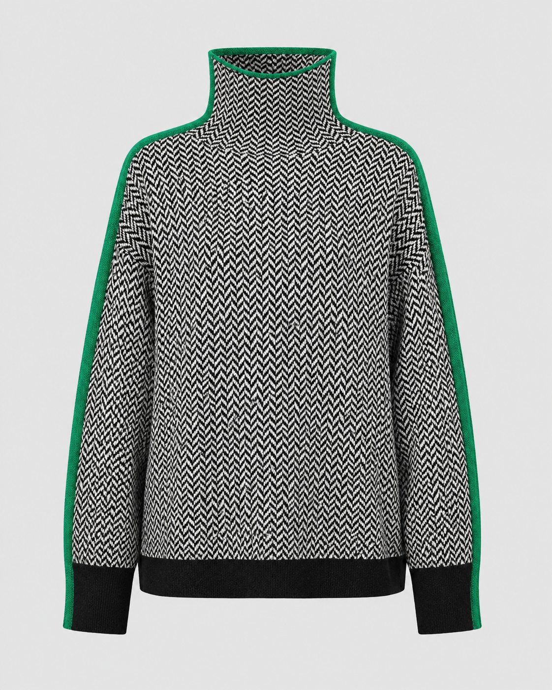 Rosamund | Herringbone Knit Turtleneck Sweater