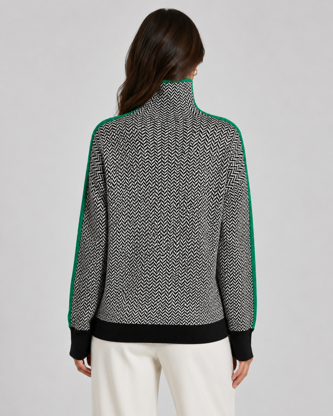 Rosamund | Herringbone Knit Turtleneck Sweater