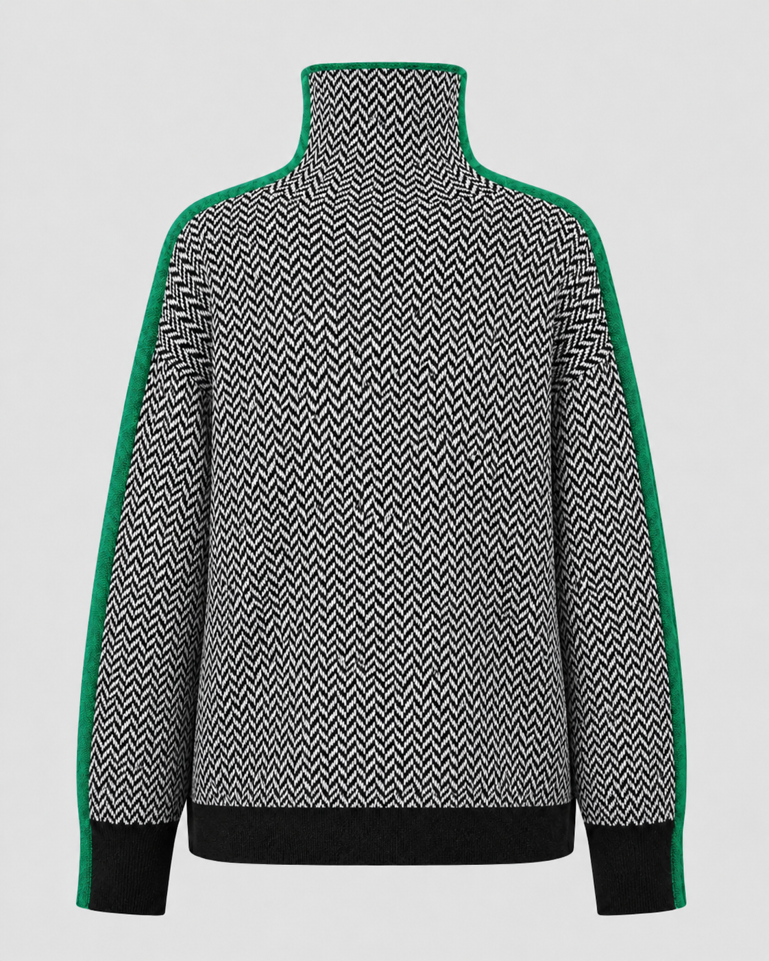 Rosamund | Herringbone Knit Turtleneck Sweater