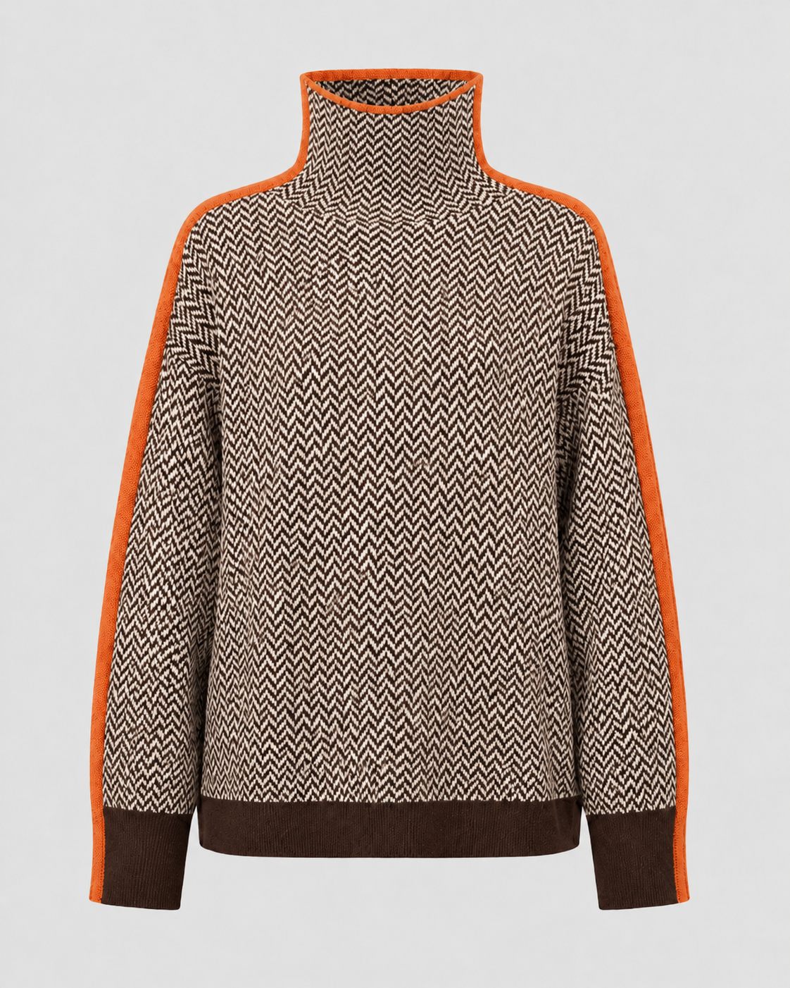 Rosamund | Herringbone Knit Turtleneck Sweater