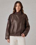 Quinlan | High Collar Leather Jacket