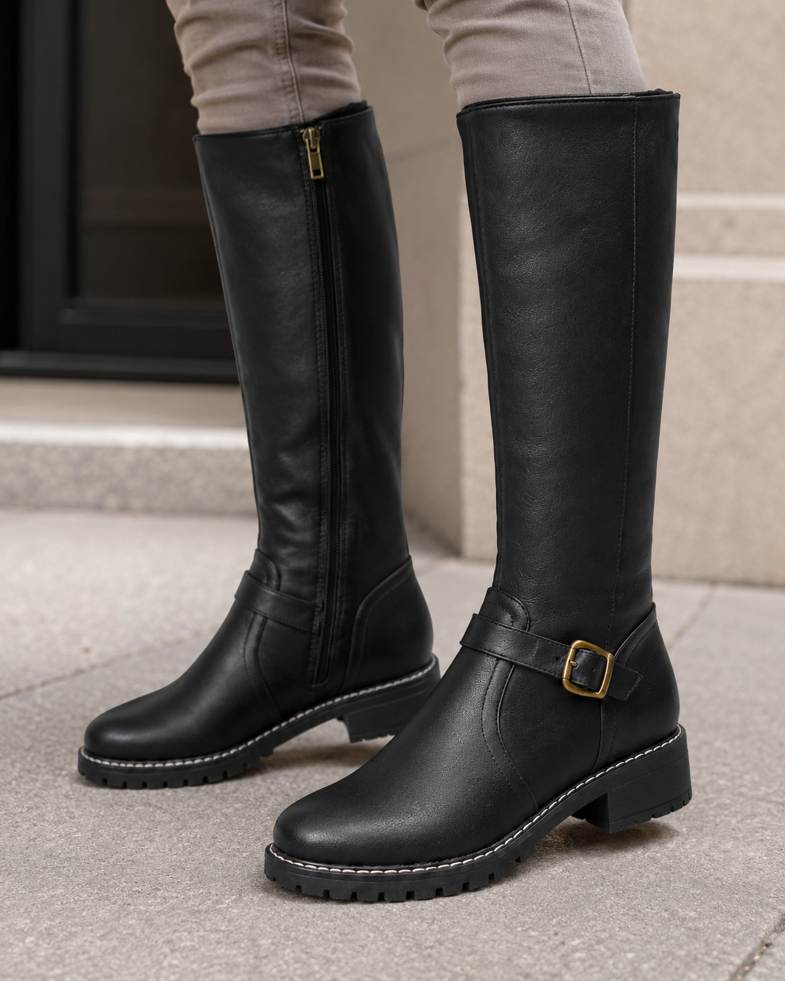 Cerys | Knee-High Buckle Boots