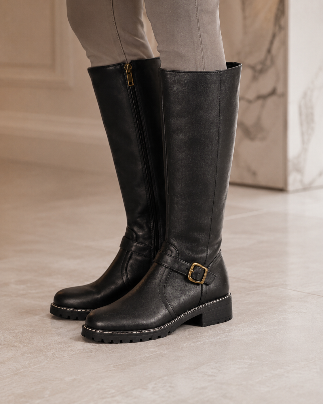 Cerys | Knee-High Buckle Boots