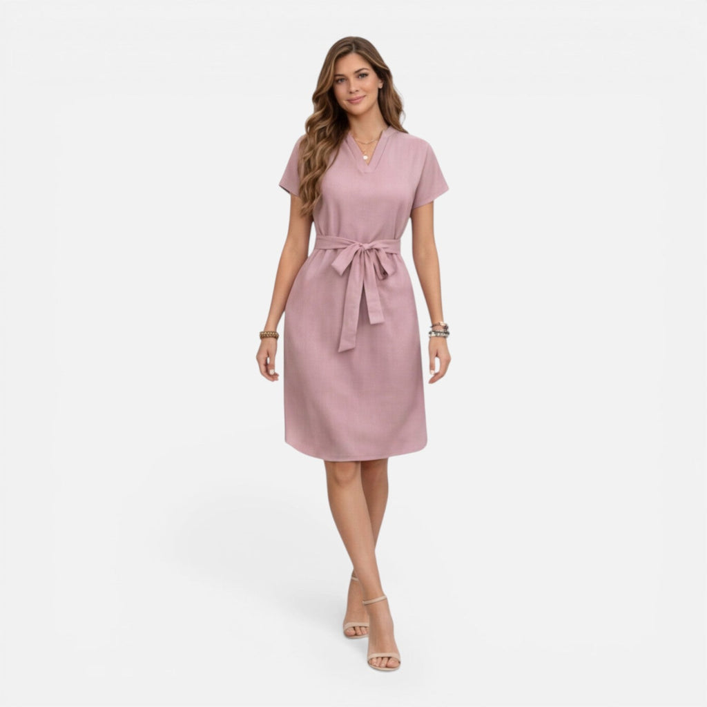 Sylvie | Belted V-Neck Midi Dress