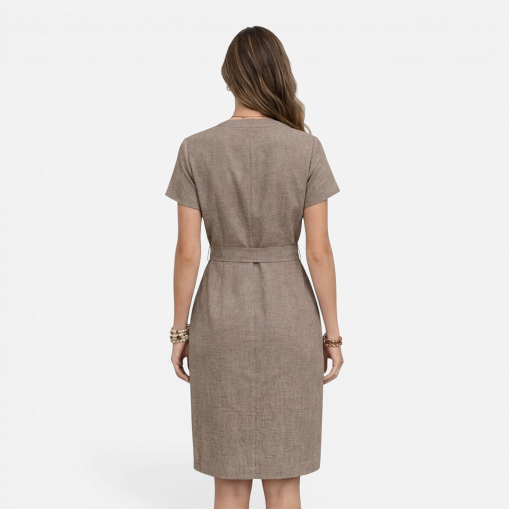 Sylvie | Belted V-Neck Midi Dress