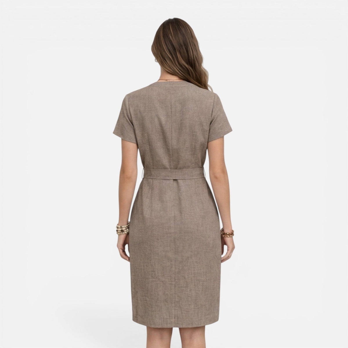 Sylvie | Belted V-Neck Midi Dress