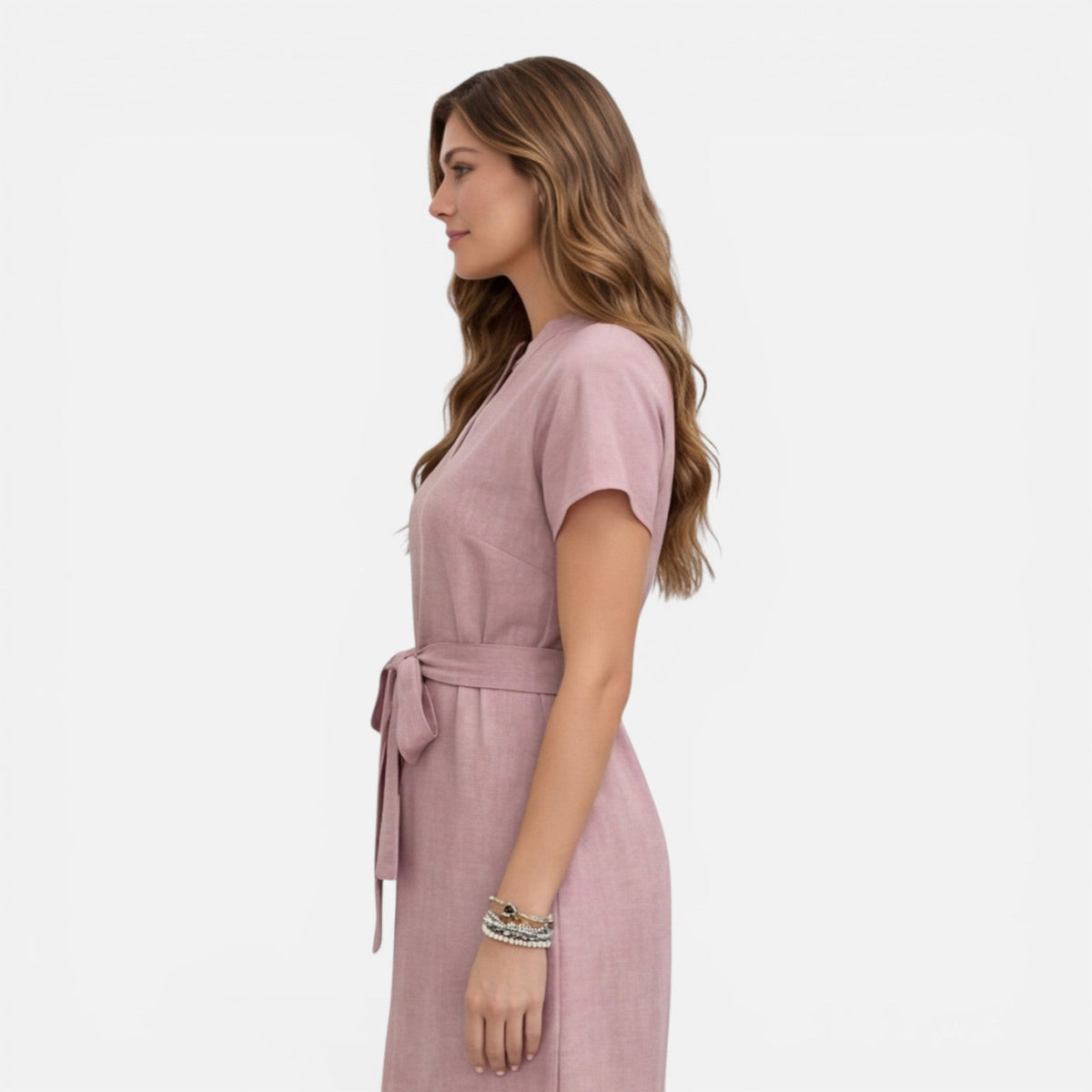 Sylvie | Belted V-Neck Midi Dress