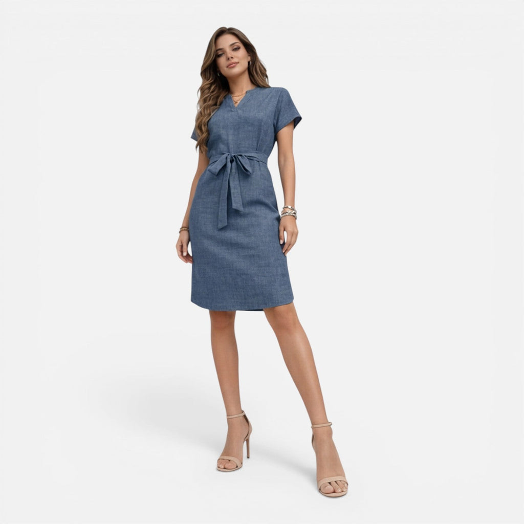 Sylvie | Belted V-Neck Midi Dress