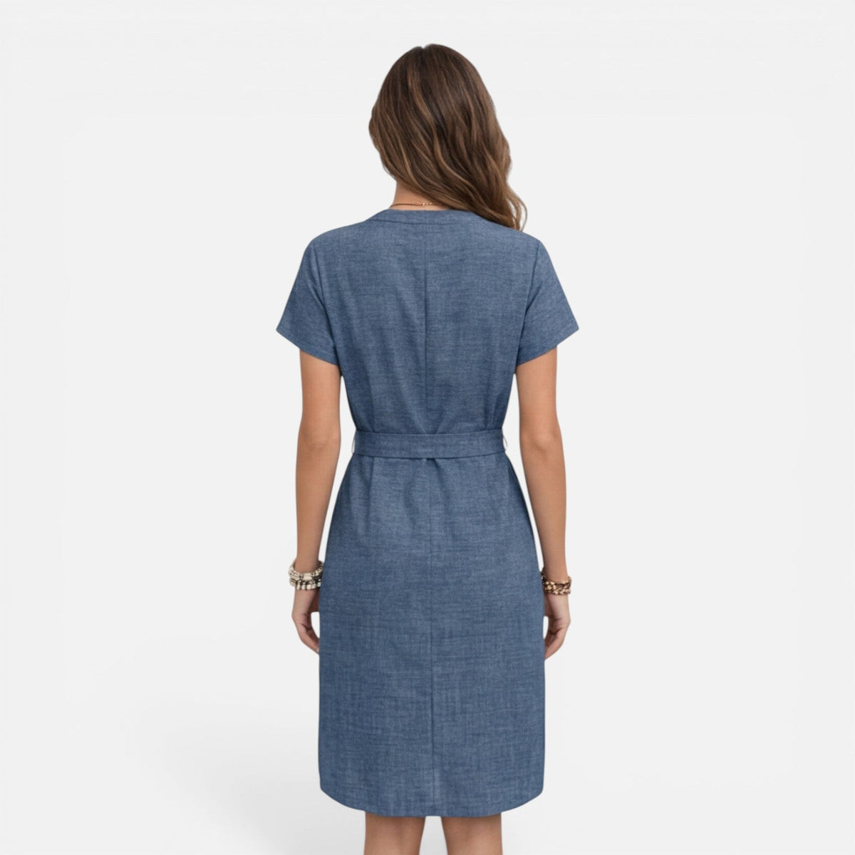 Sylvie | Belted V-Neck Midi Dress