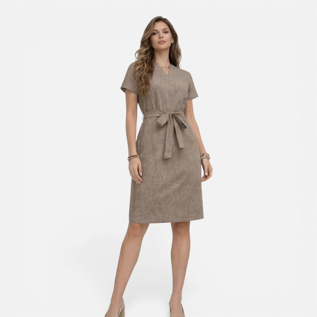 Sylvie | Belted V-Neck Midi Dress