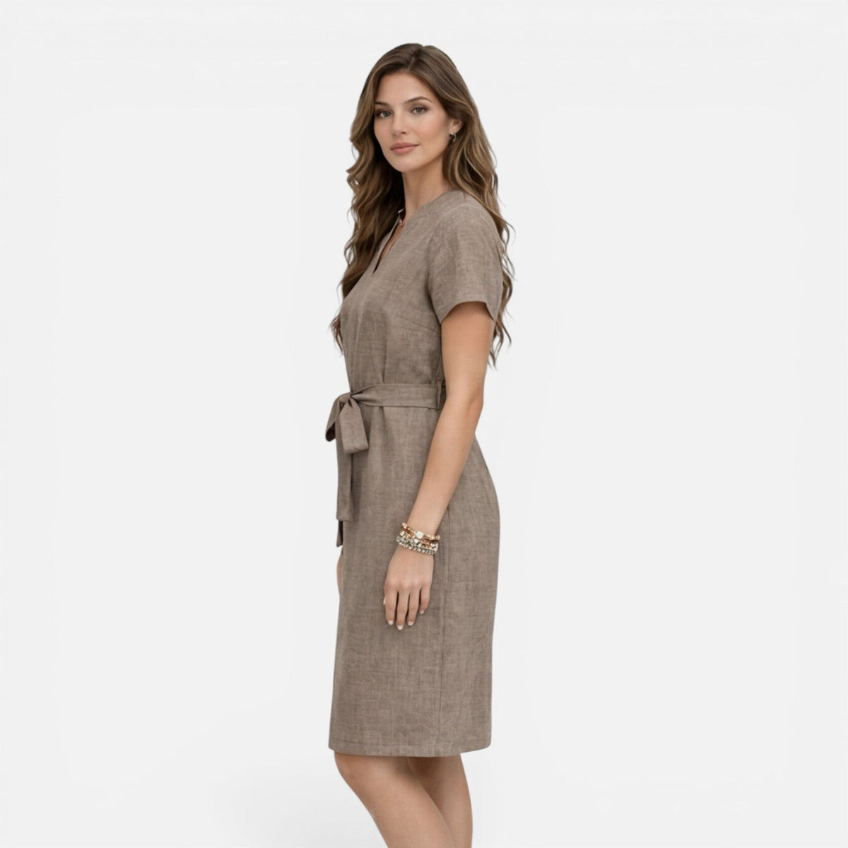 Sylvie | Belted V-Neck Midi Dress