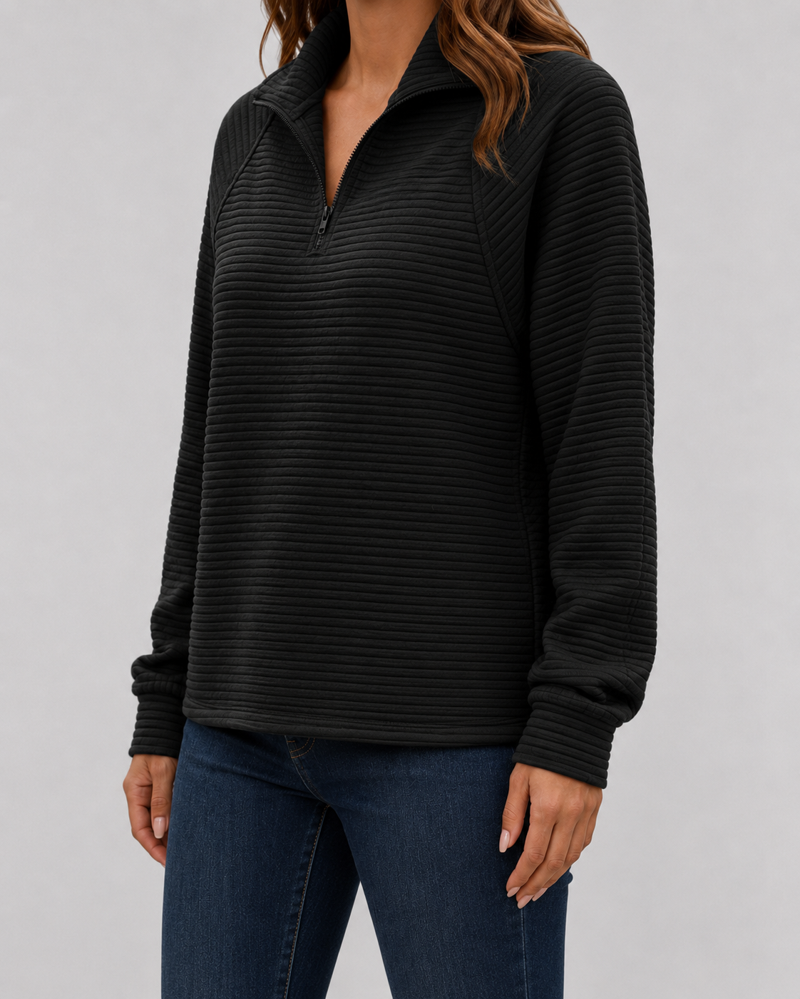 Wilhelmina | Ribbed Quarter-Zip Pullover
