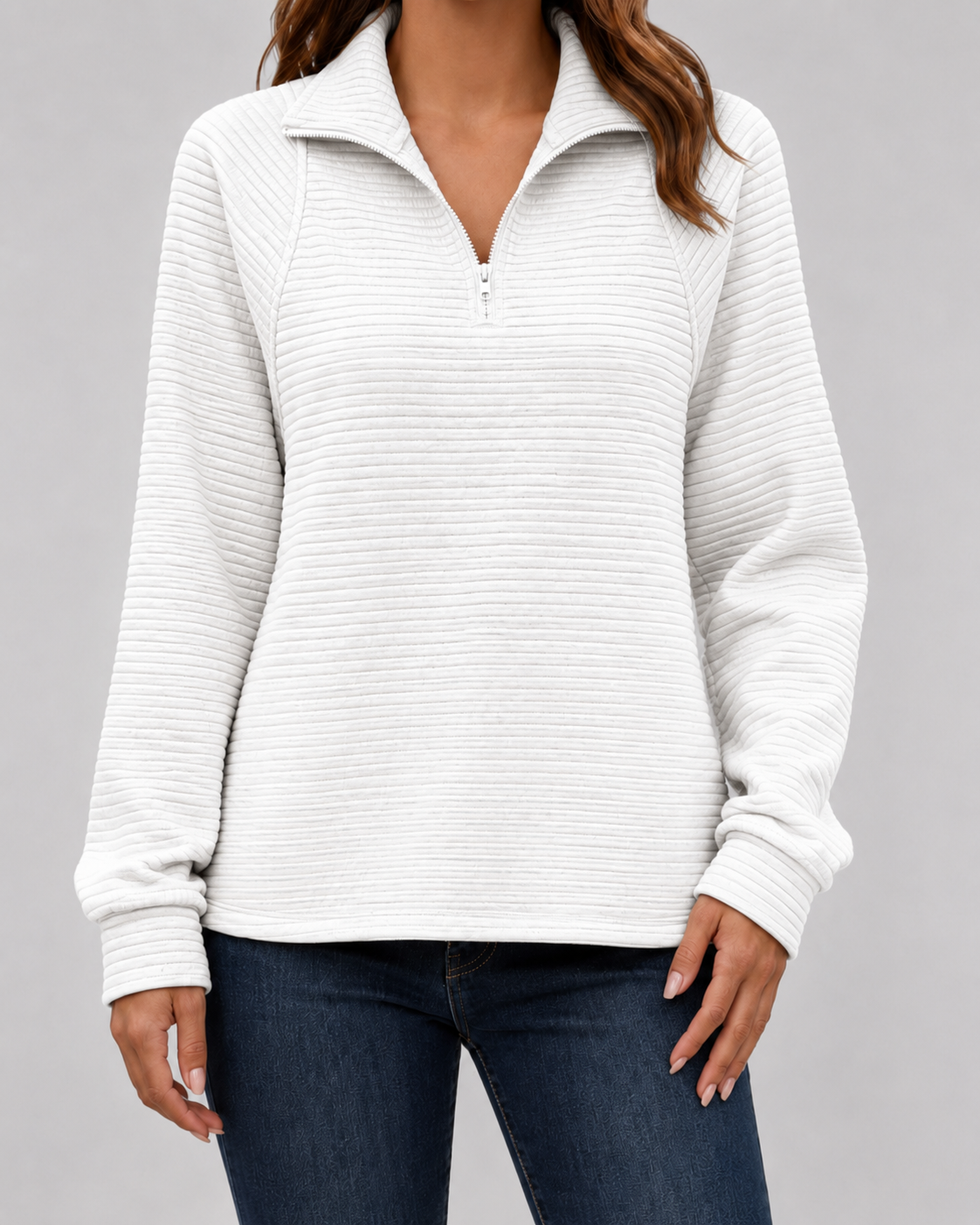 Wilhelmina | Ribbed Quarter-Zip Pullover