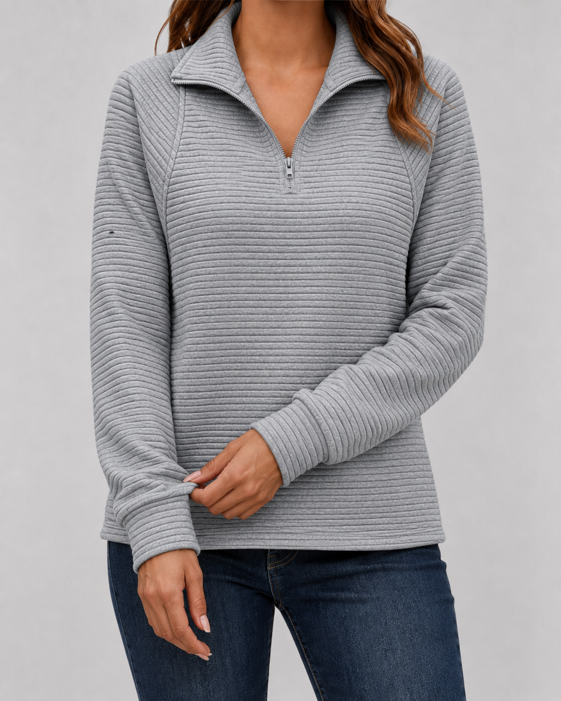 Wilhelmina | Ribbed Quarter-Zip Pullover