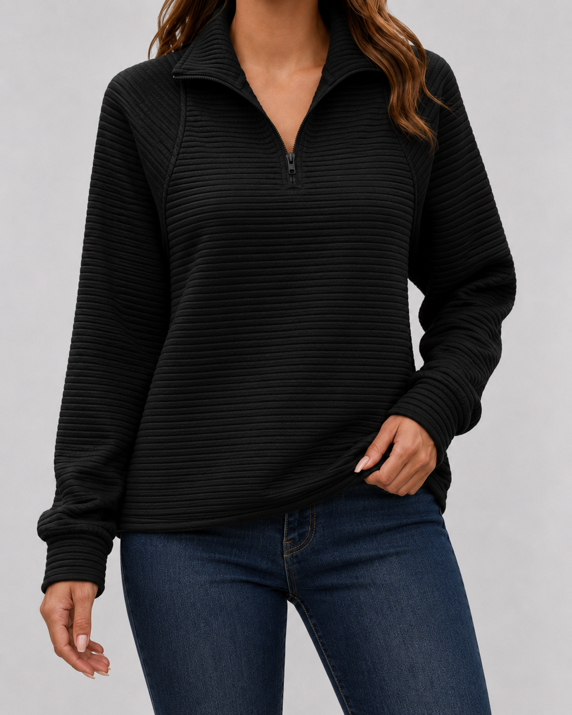 Wilhelmina | Ribbed Quarter-Zip Pullover