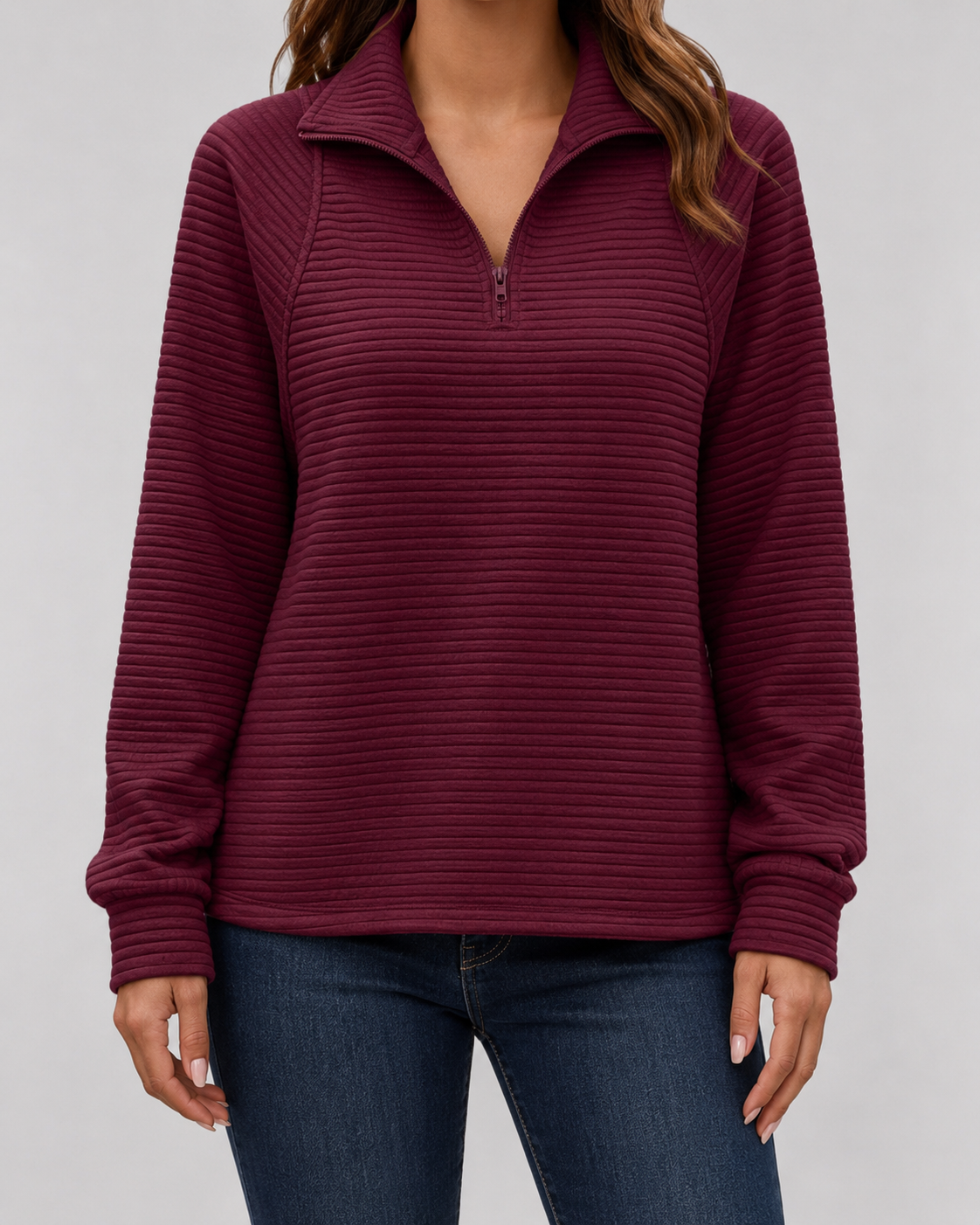 Wilhelmina | Ribbed Quarter-Zip Pullover