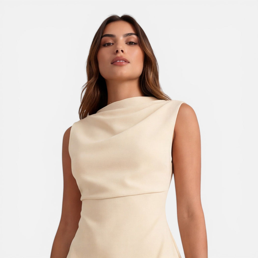 Penelope | Draped Neckline Sleeveless Mini Dress