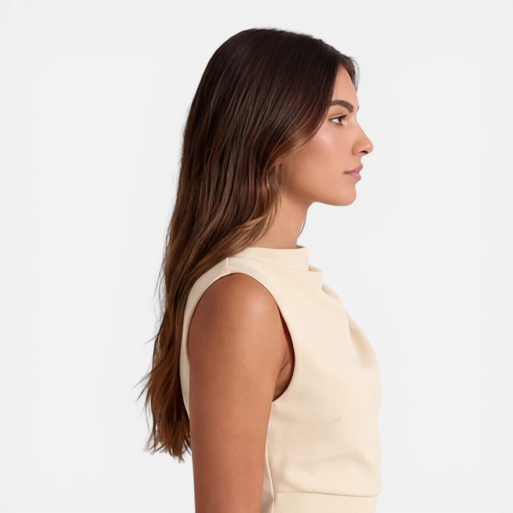 Penelope | Draped Neckline Sleeveless Mini Dress