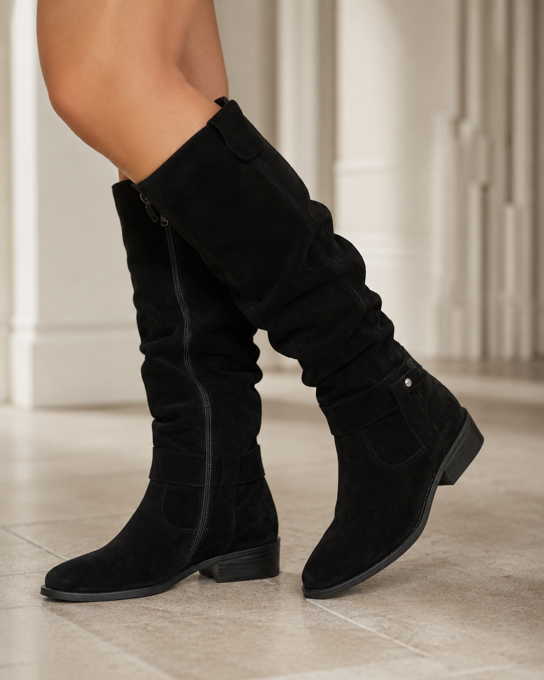 Endellion | Suede Knee-High Boots