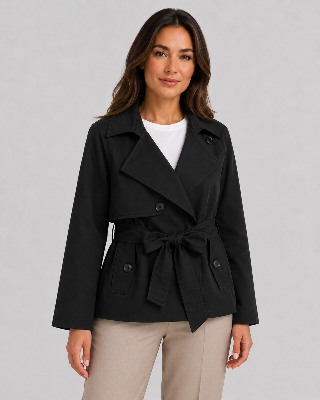 Iolanthe | Cropped Trench Coat with Tie Waist
