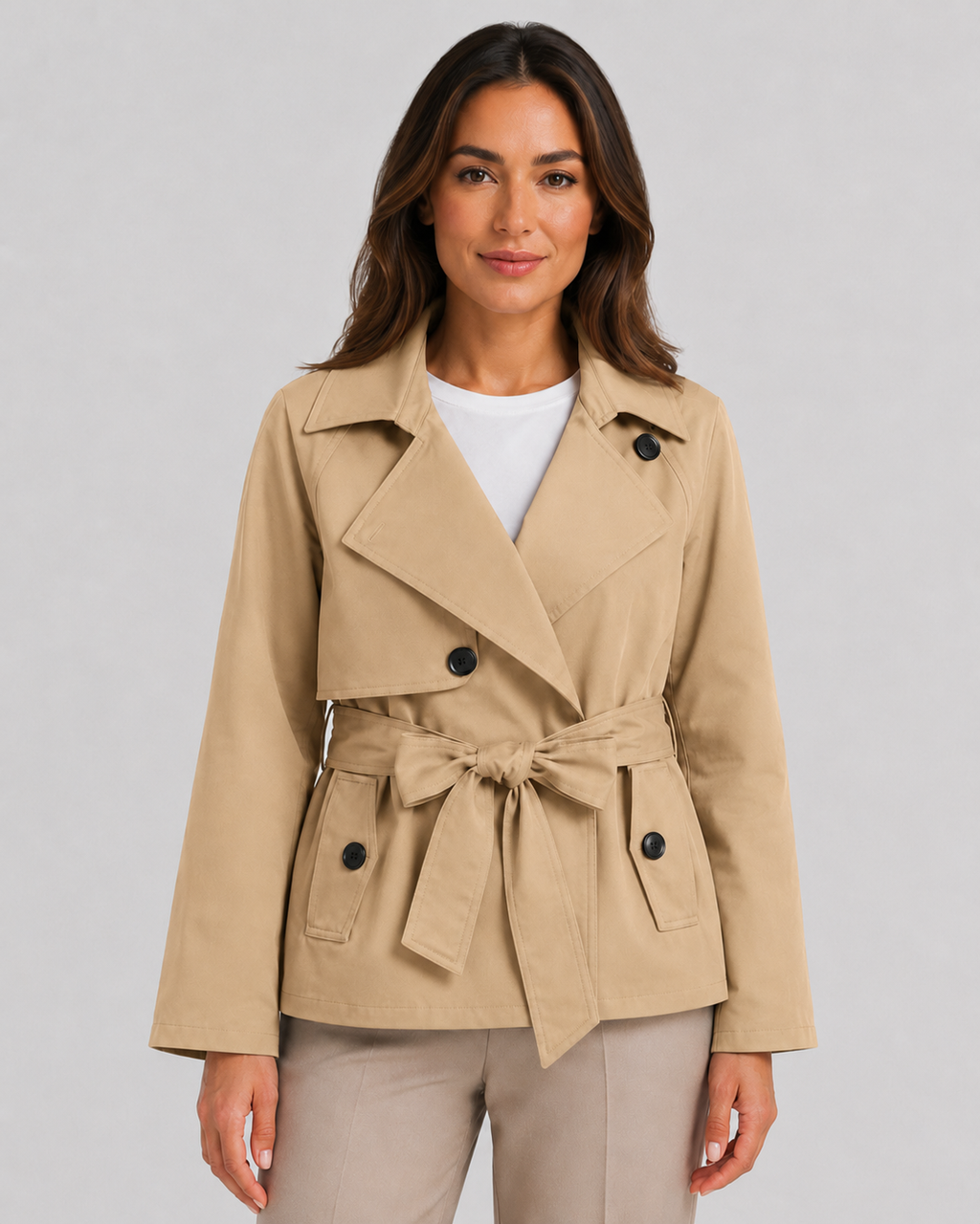 Iolanthe | Cropped Trench Coat with Tie Waist