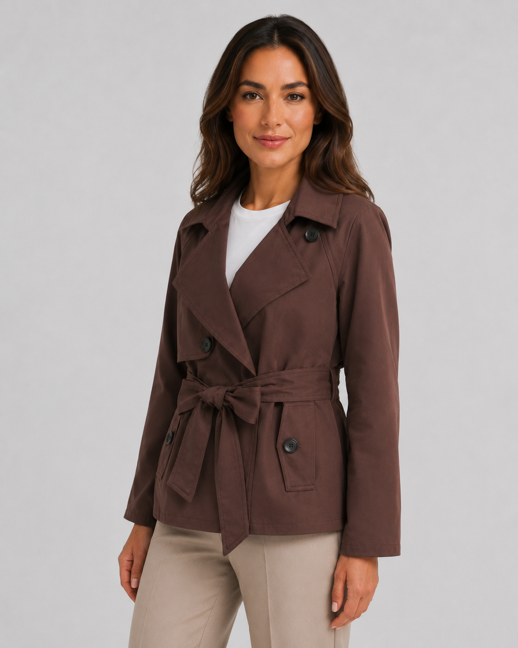 Iolanthe | Cropped Trench Coat with Tie Waist
