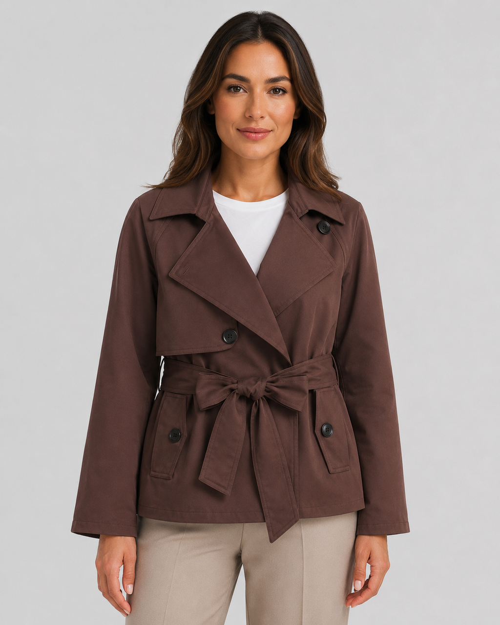 Iolanthe | Cropped Trench Coat with Tie Waist