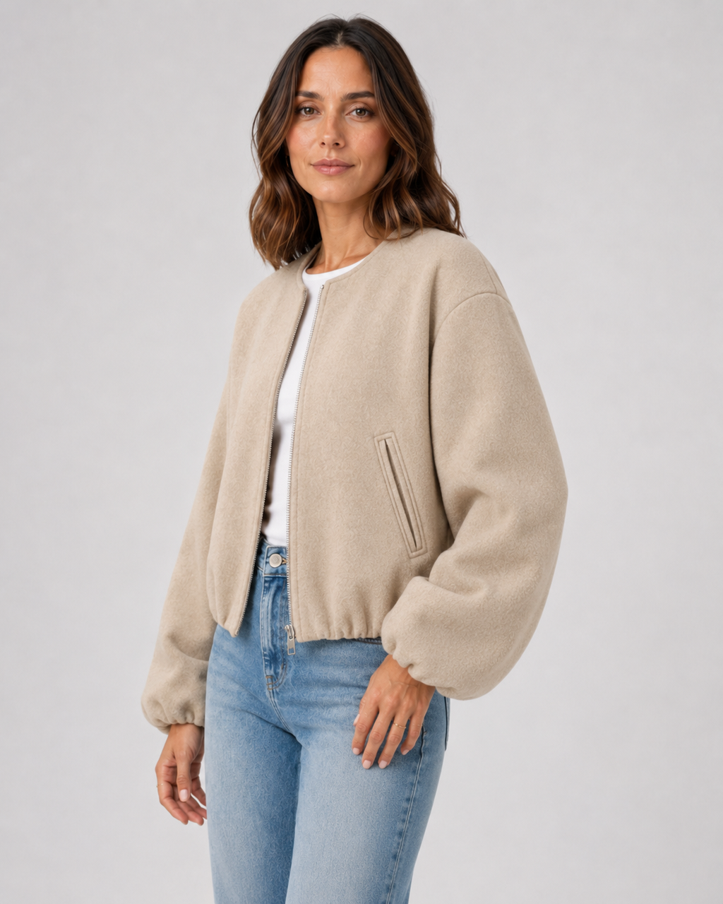 Liesel | Wool Blend Cropped Bomber Jacket
