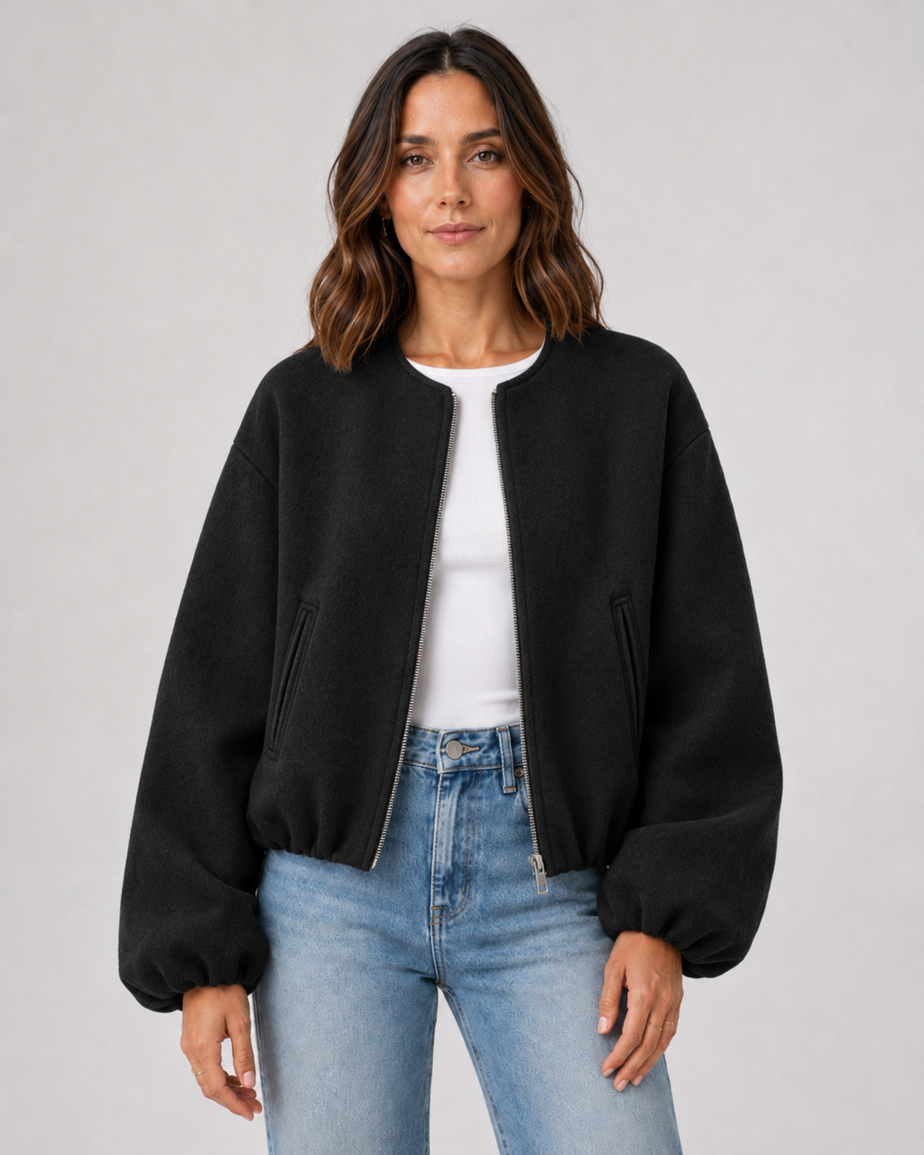 Liesel | Wool Blend Cropped Bomber Jacket