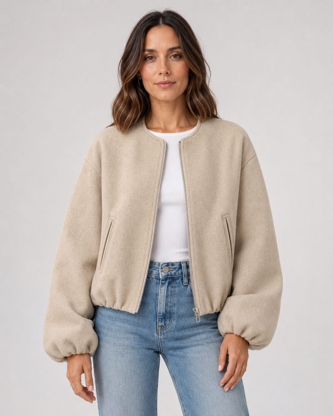 Liesel | Wool Blend Cropped Bomber Jacket