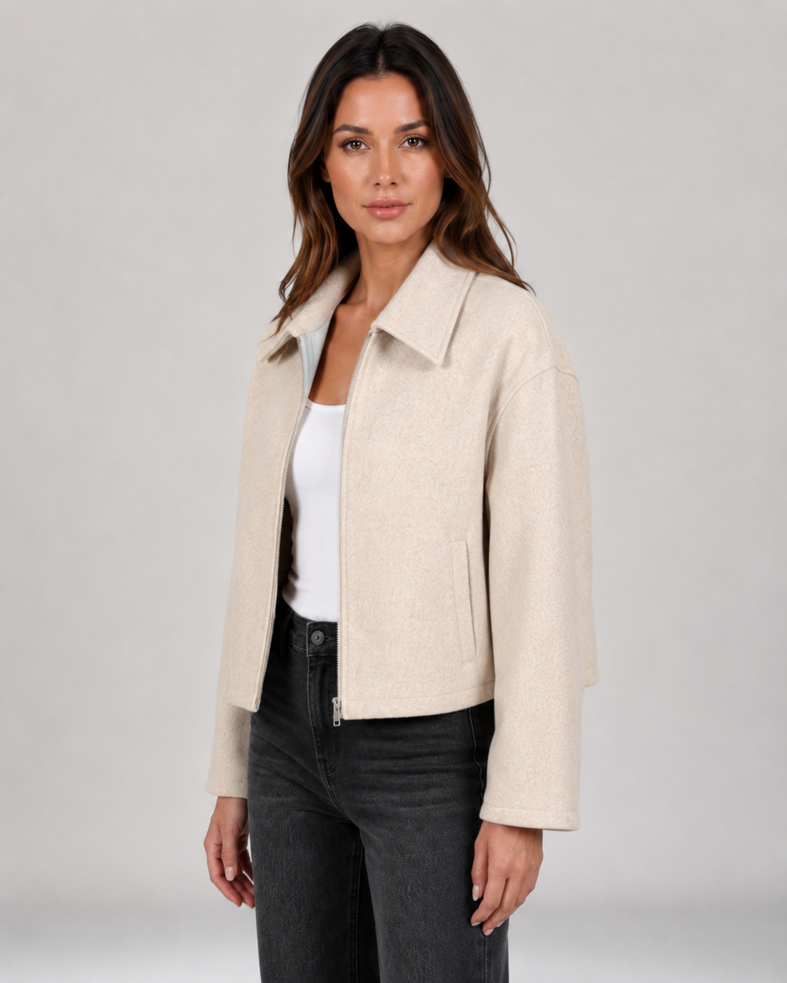 Oksana | Cropped Zip-Up Jacket with Collar
