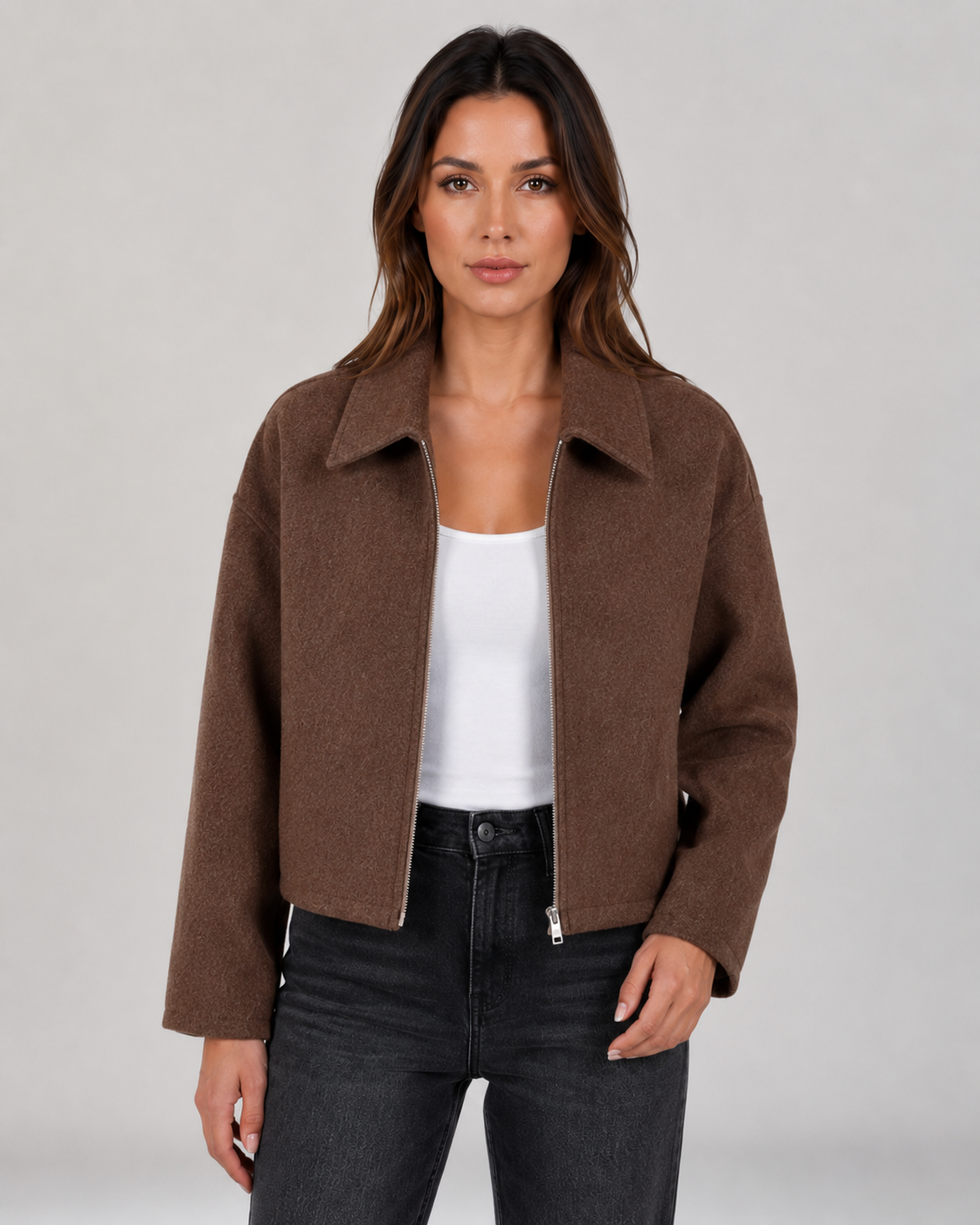 Oksana | Cropped Zip-Up Jacket with Collar