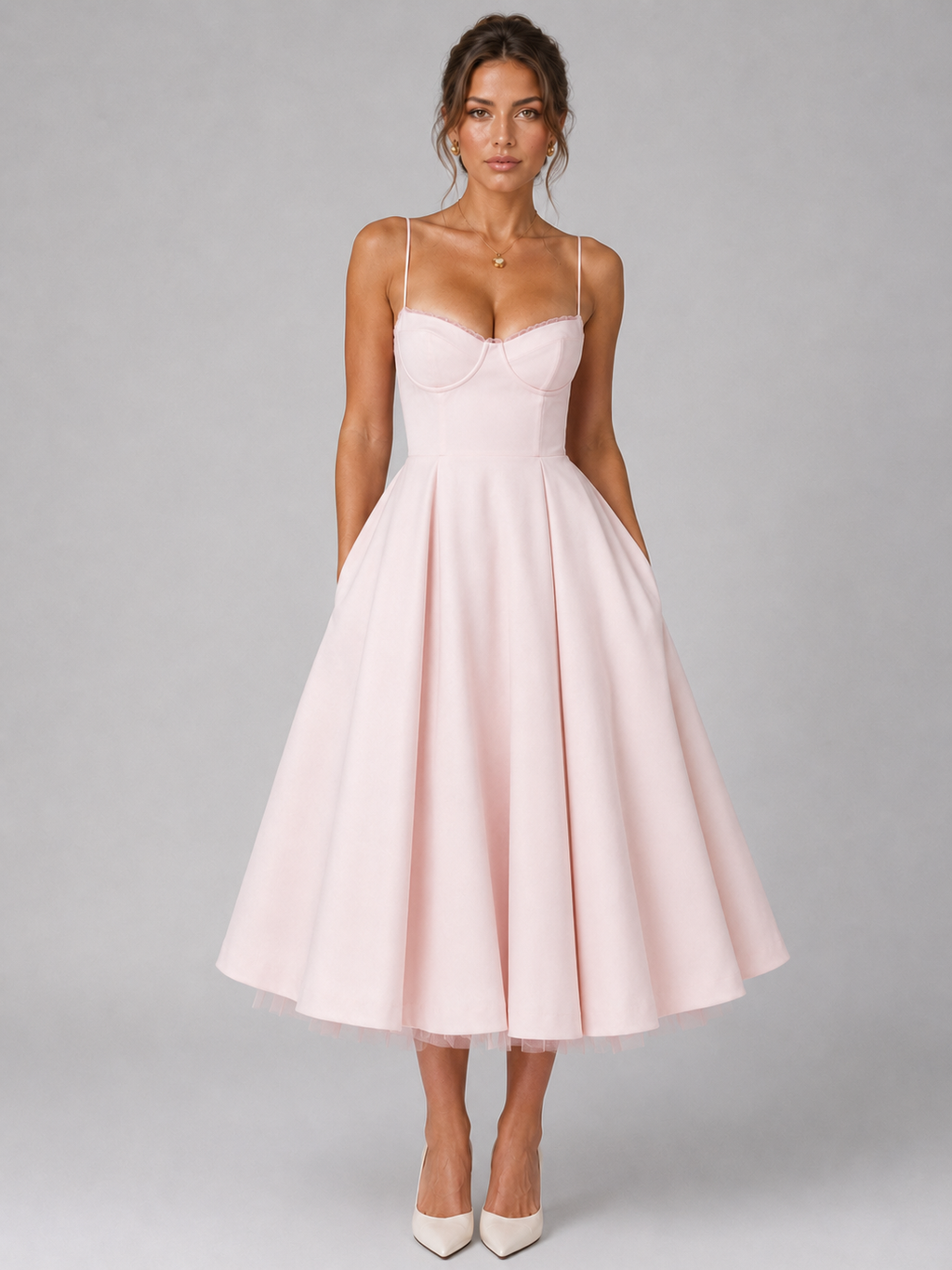 Iris | Corset Midi Dress with Full Skirt