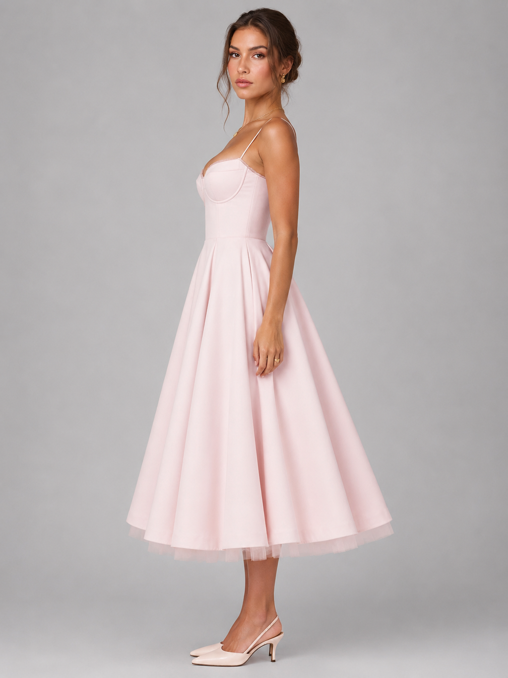 Iris | Corset Midi Dress with Full Skirt