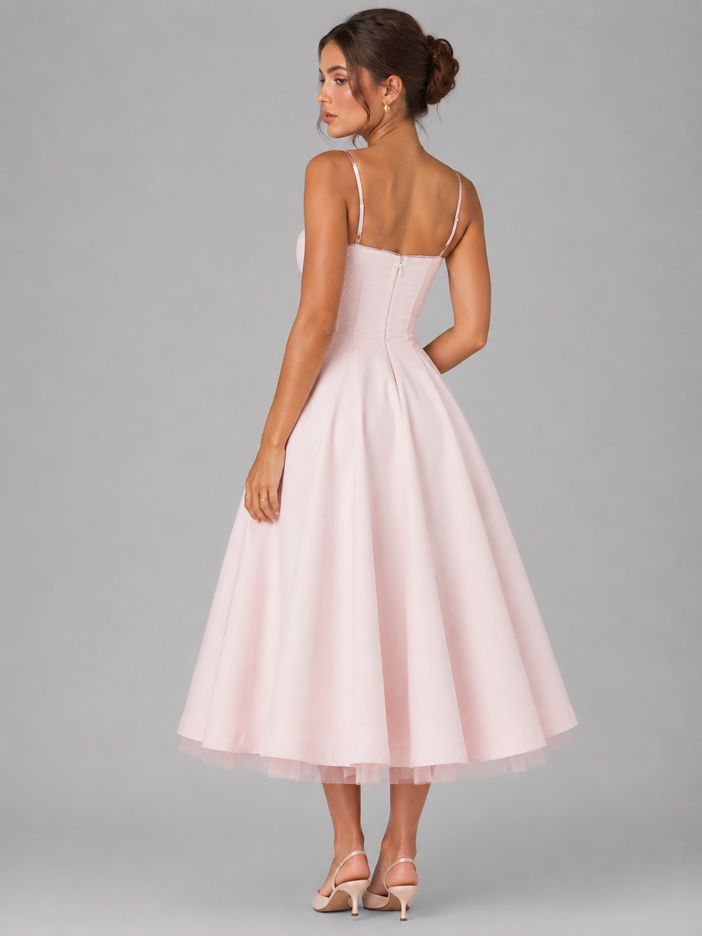 Iris | Corset Midi Dress with Full Skirt