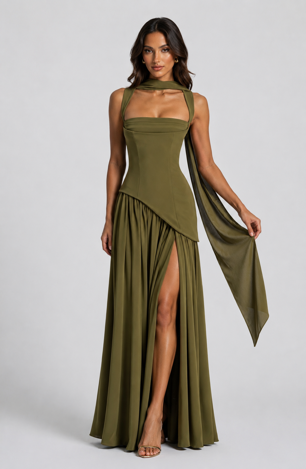 Sadie | One Shoulder Maxi Dress with Side Slit