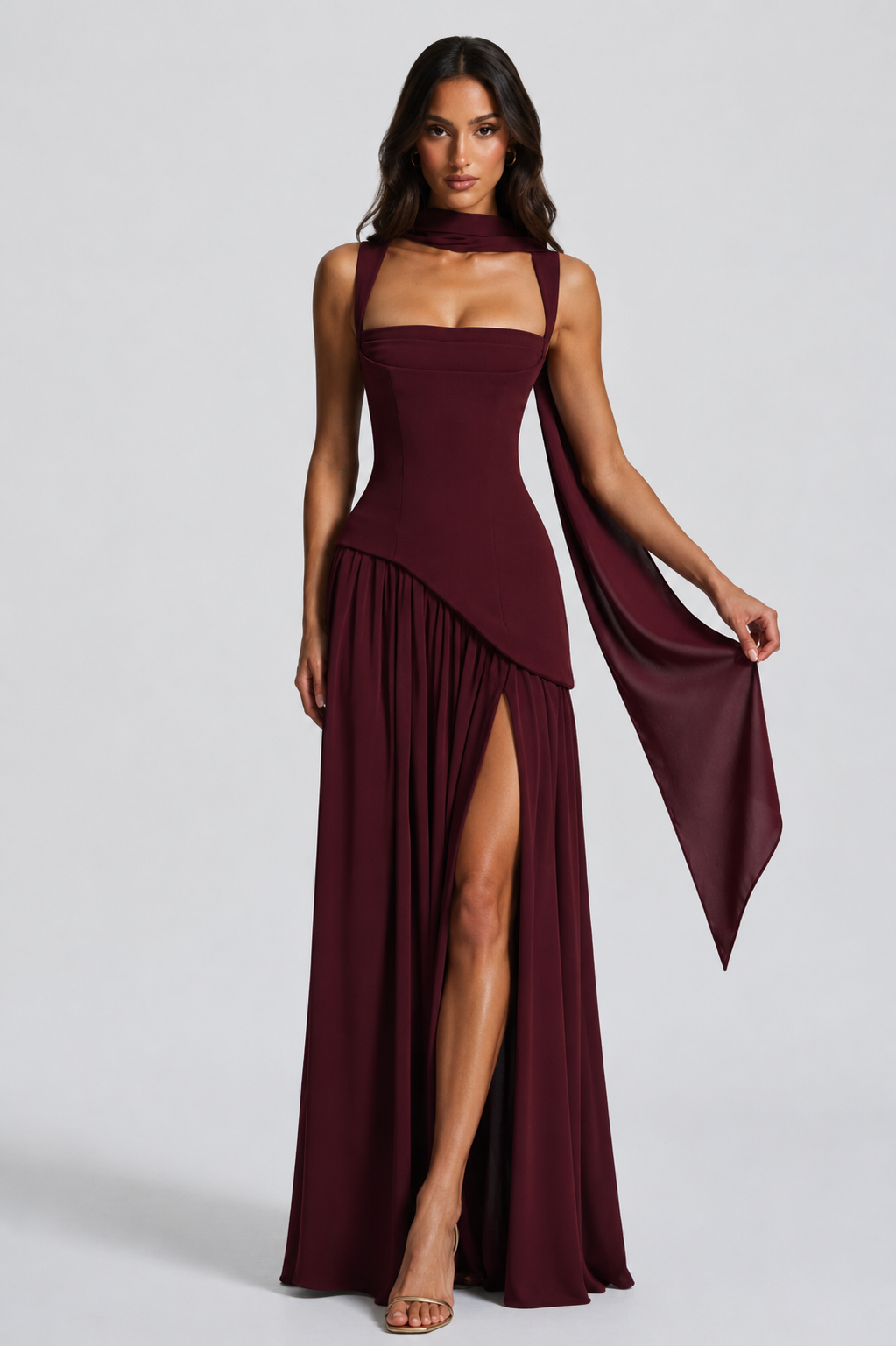 Sadie | One Shoulder Maxi Dress with Side Slit