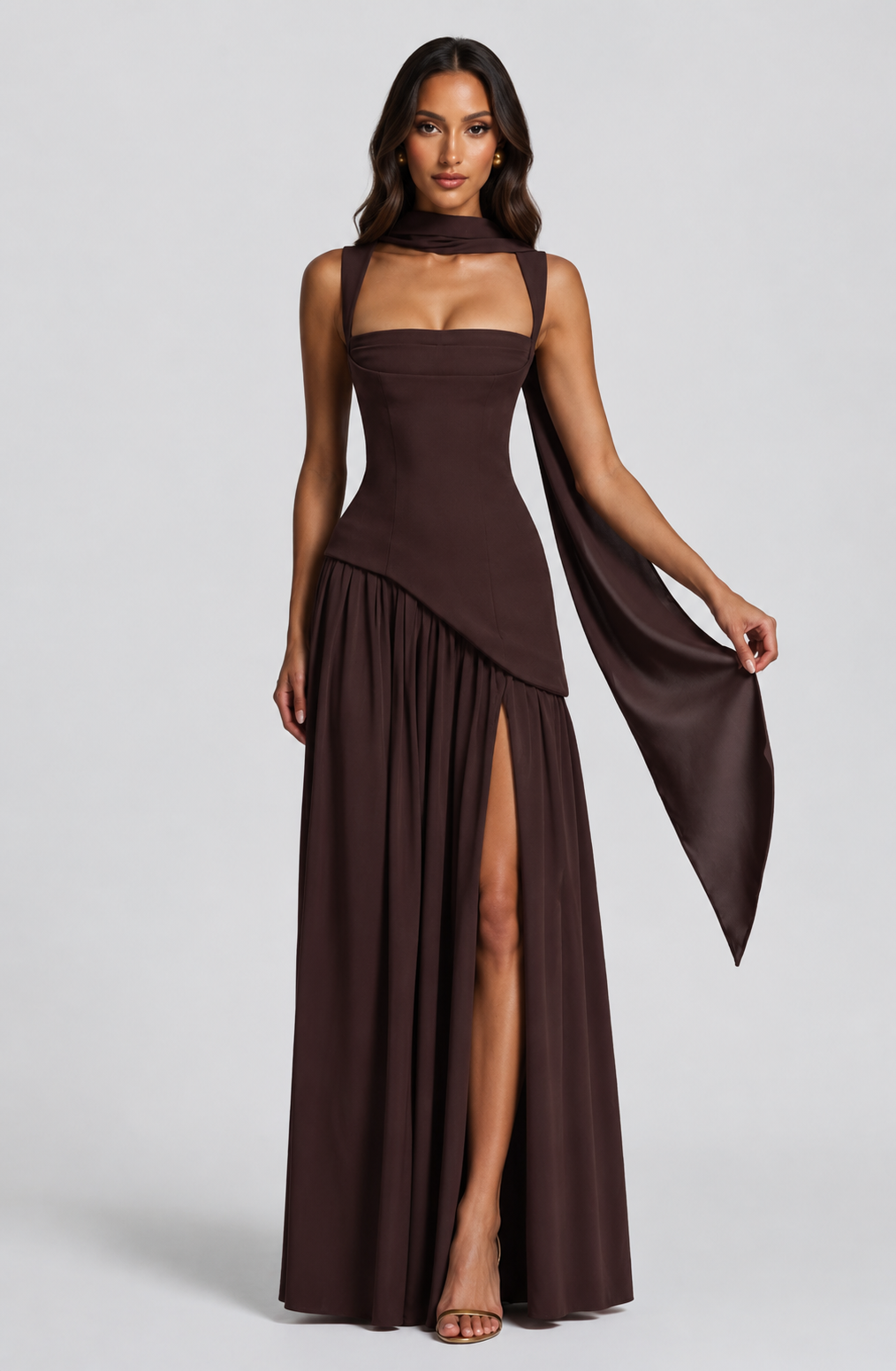 Sadie | One Shoulder Maxi Dress with Side Slit