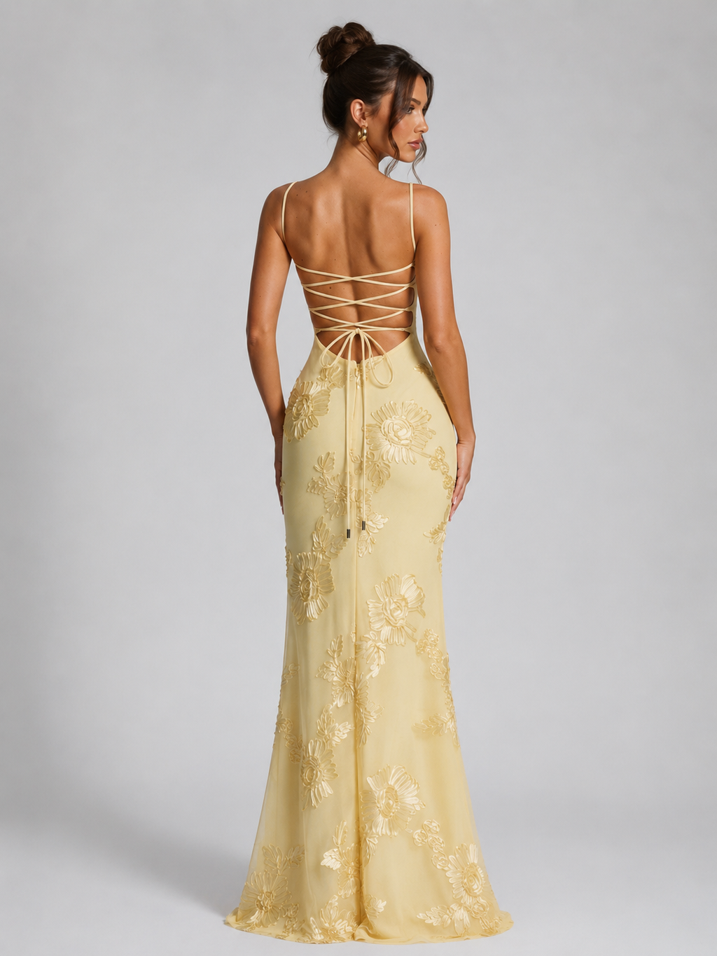 Sabine | Floral Embroidered Corset Maxi Dress