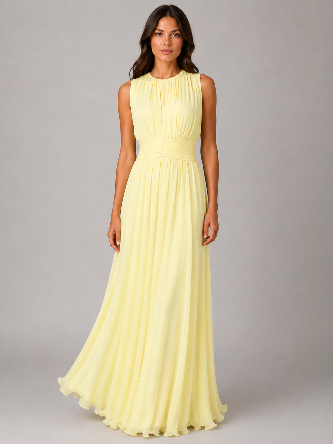 Valentina | Chiffon Ruched Waist Maxi Dress