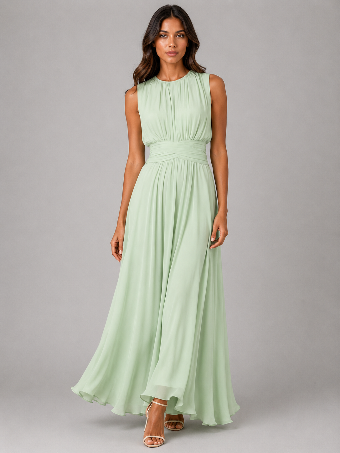 Valentina | Chiffon Ruched Waist Maxi Dress
