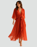 Naomi | Wrap Midi Dress with Tie Waist