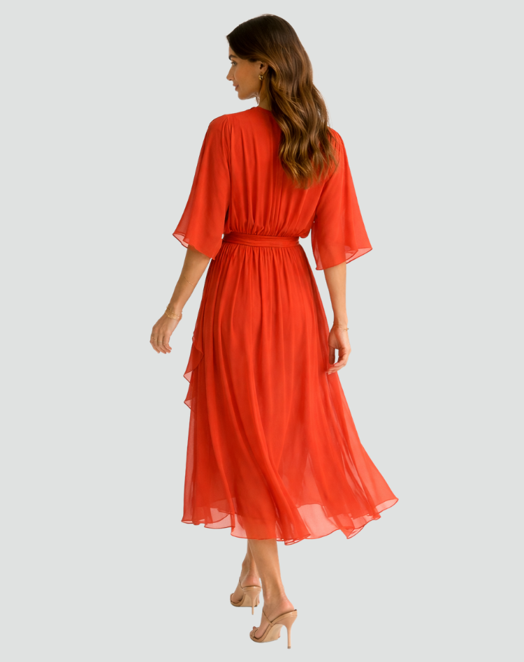 Naomi | Wrap Midi Dress with Tie Waist