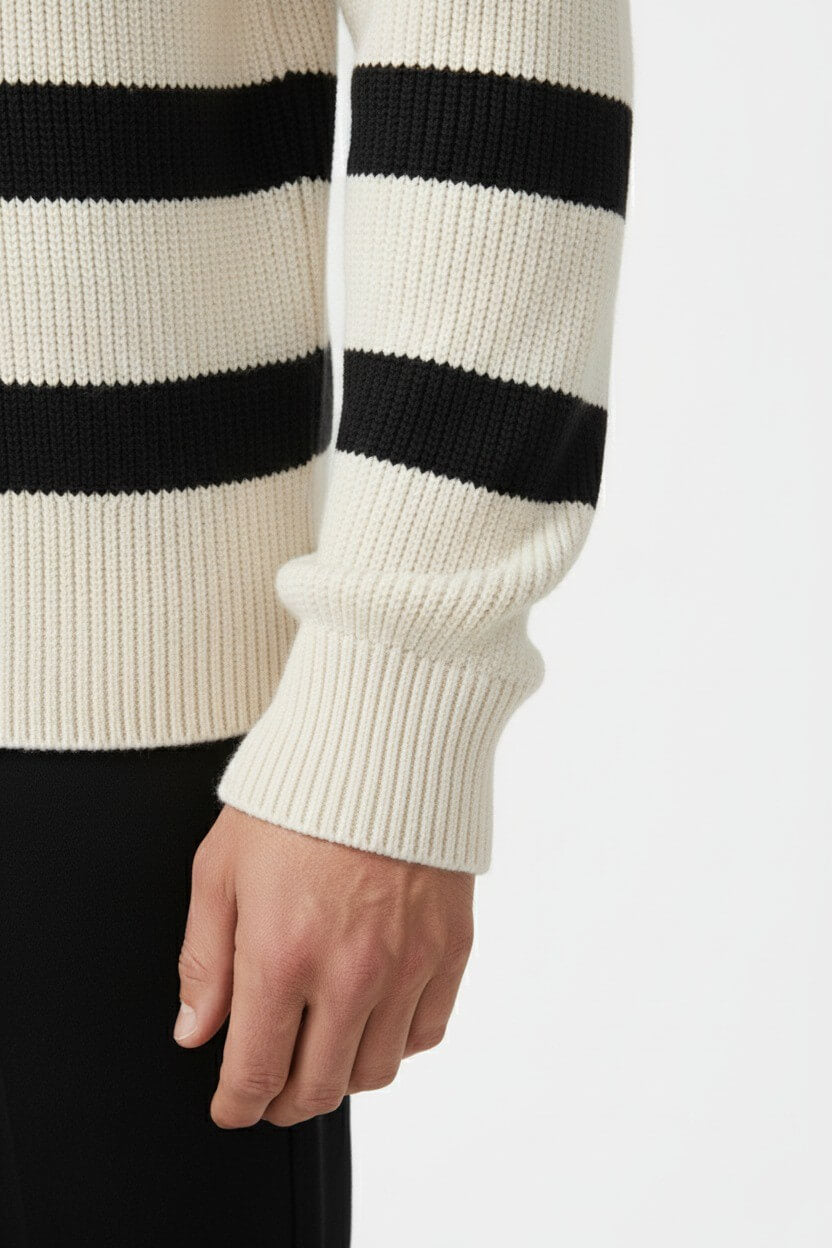 Caleb | Striped Half Zip Ribbed Pullover