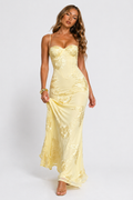 Aurora | Floral Jacquard Corset Maxi Dress