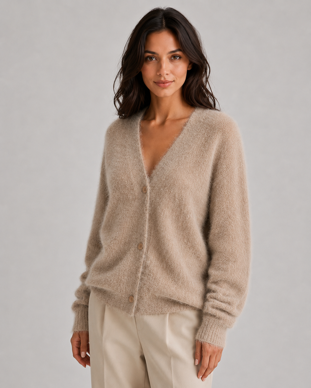 Winona | Fluffy V-Neck Button-Front Cardigan