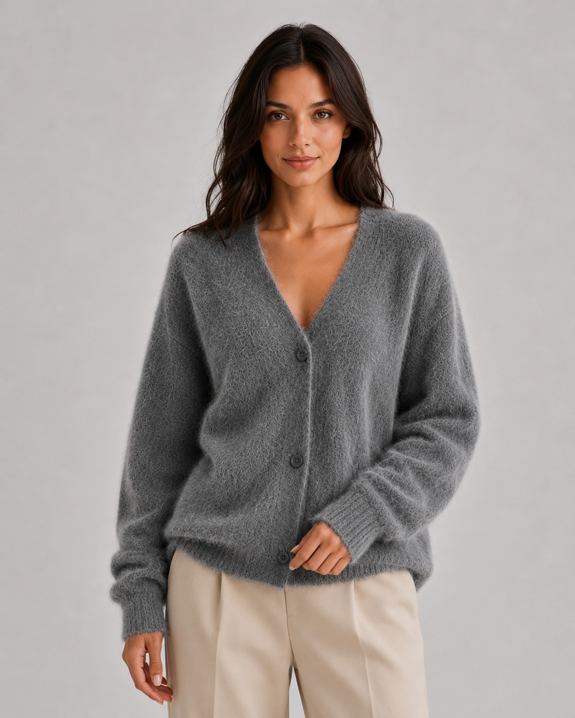 Winona | Fluffy V-Neck Button-Front Cardigan