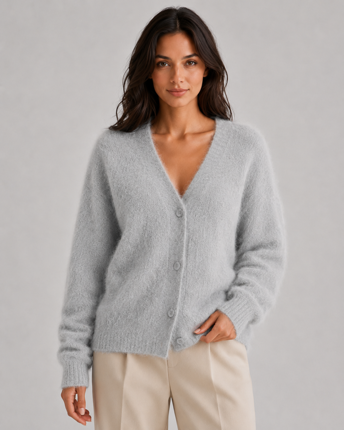 Winona | Fluffy V-Neck Button-Front Cardigan